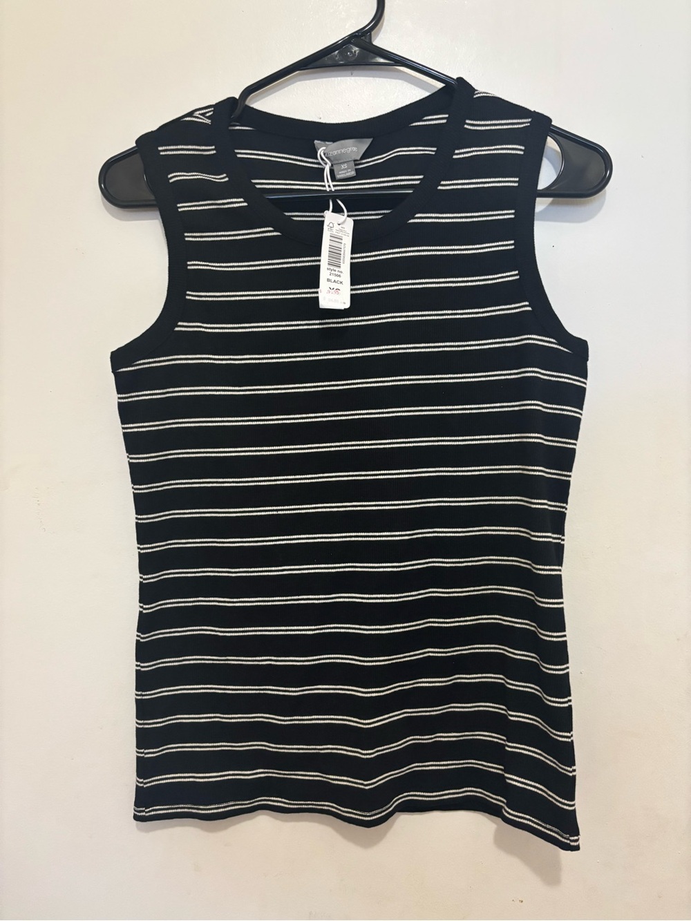 Suzanne Grae Black & White Striped Sleeveless Knit Top XS NWT